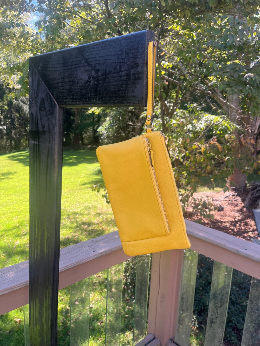 Antonio Melani Yellow Leather Wristlet Clutch – Women’s Convertible Wristlet